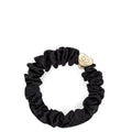 Gold Heart Silk Scrunchie Black