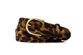1 1/2" Calf Hair Belt with Round Buckle New Leopard