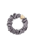 Gold Heart Silk Scrunchie Grey