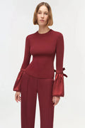 Agata Taffeta Knit Top Oxblood