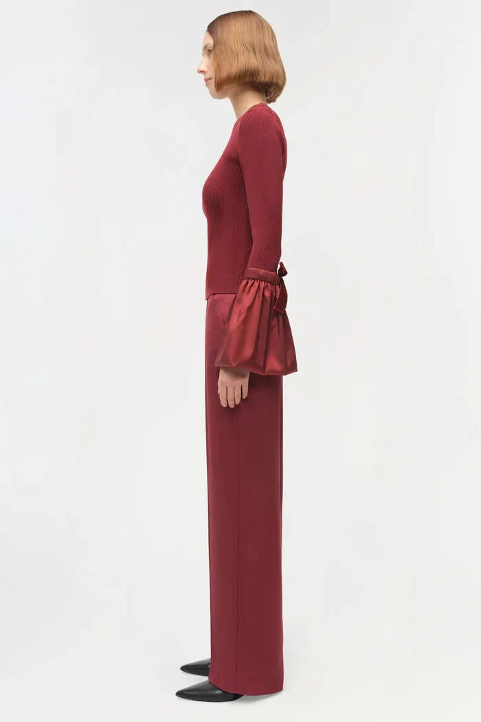 Agata Taffeta Knit Top Oxblood