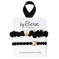 Black/Gold Silk Scrunchie & Stud Bangle Set