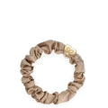 Gold Heart Silk Scrunchie Sand