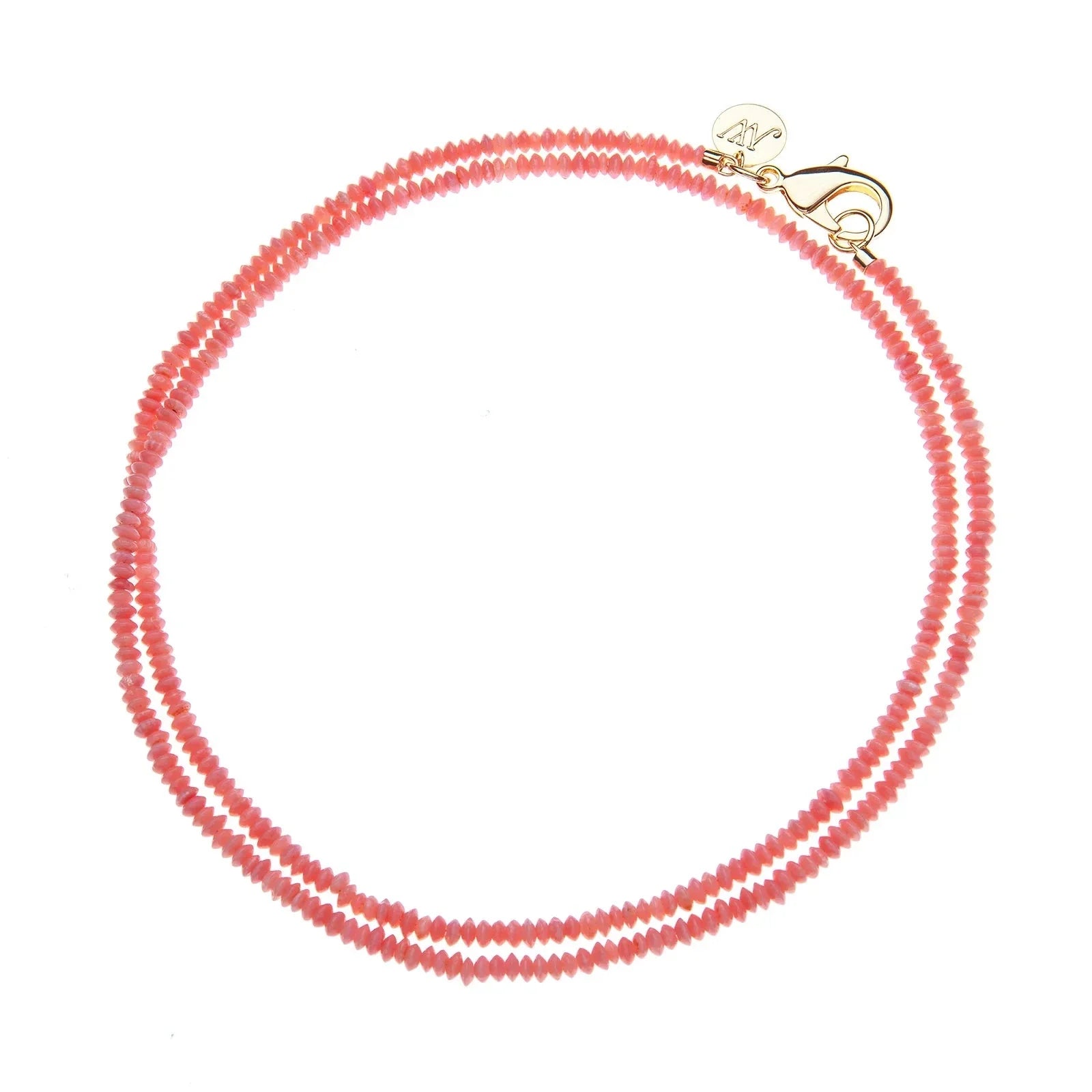 Double Wrap Beaded Necklace Peachy Coral