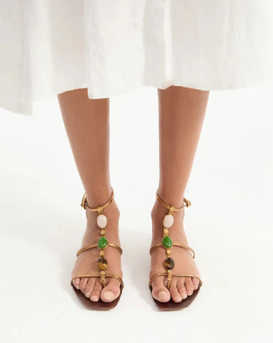 Alba Gemstone Sandal Gold