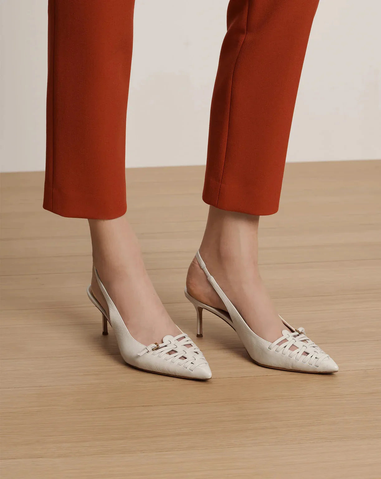 Rashida Woven Slingback Heel Ecru