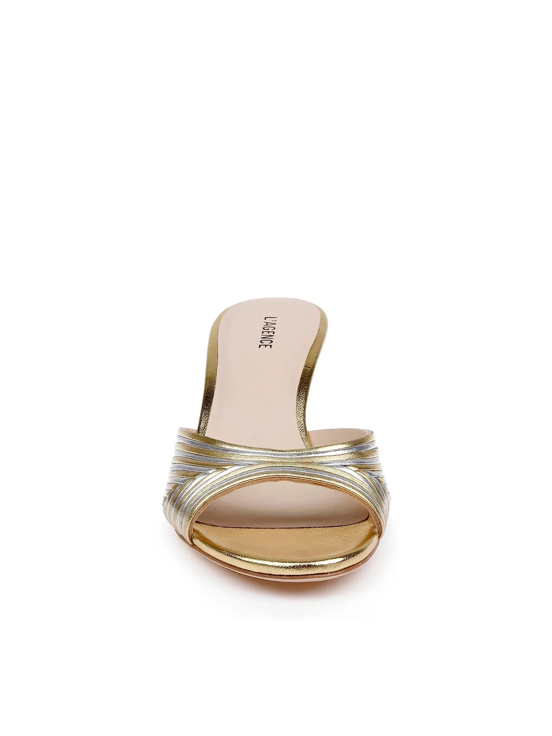 Chamonix Kitten Heel Mule Gold/Silver