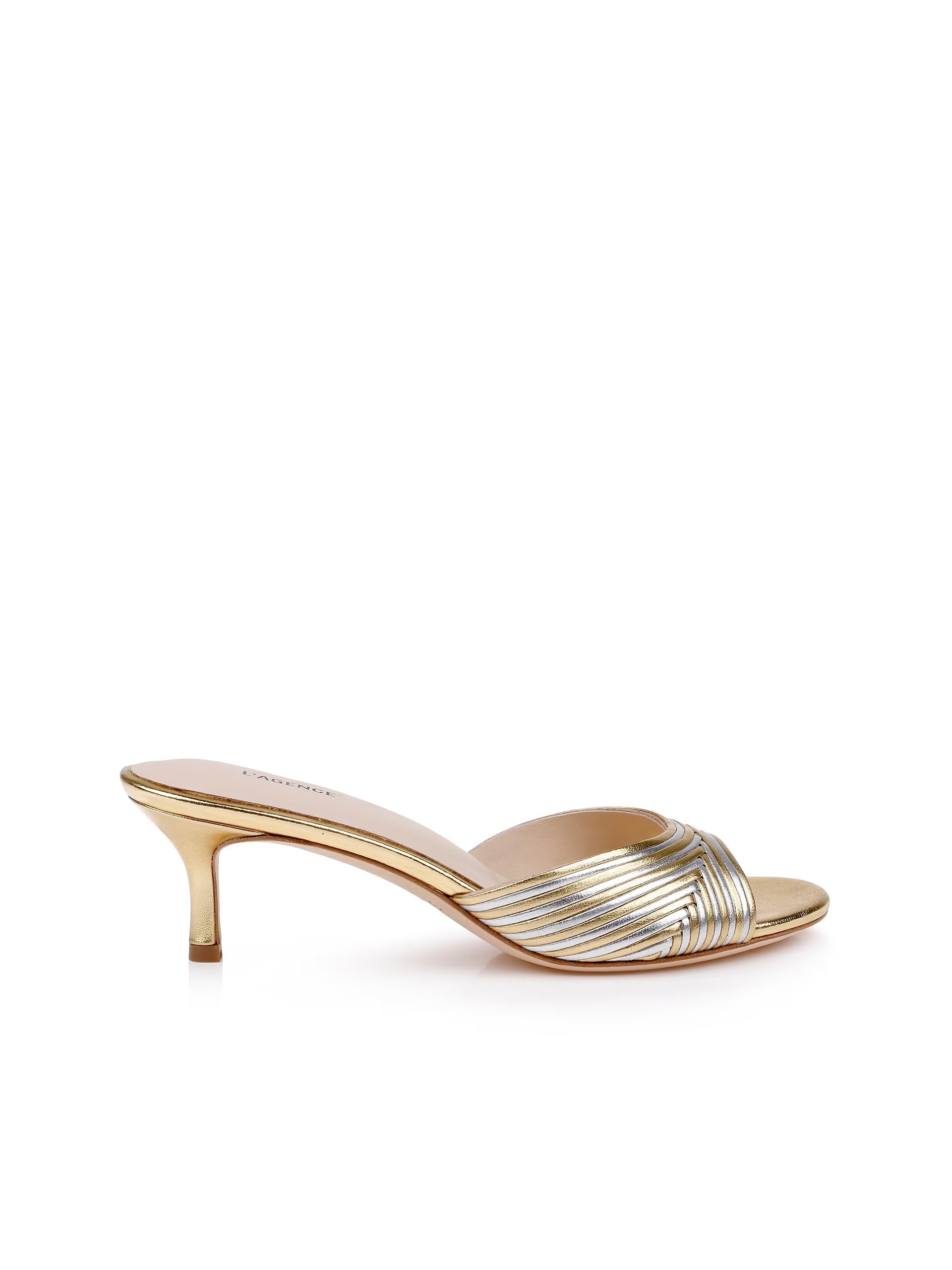 Chamonix Kitten Heel Mule Gold/Silver