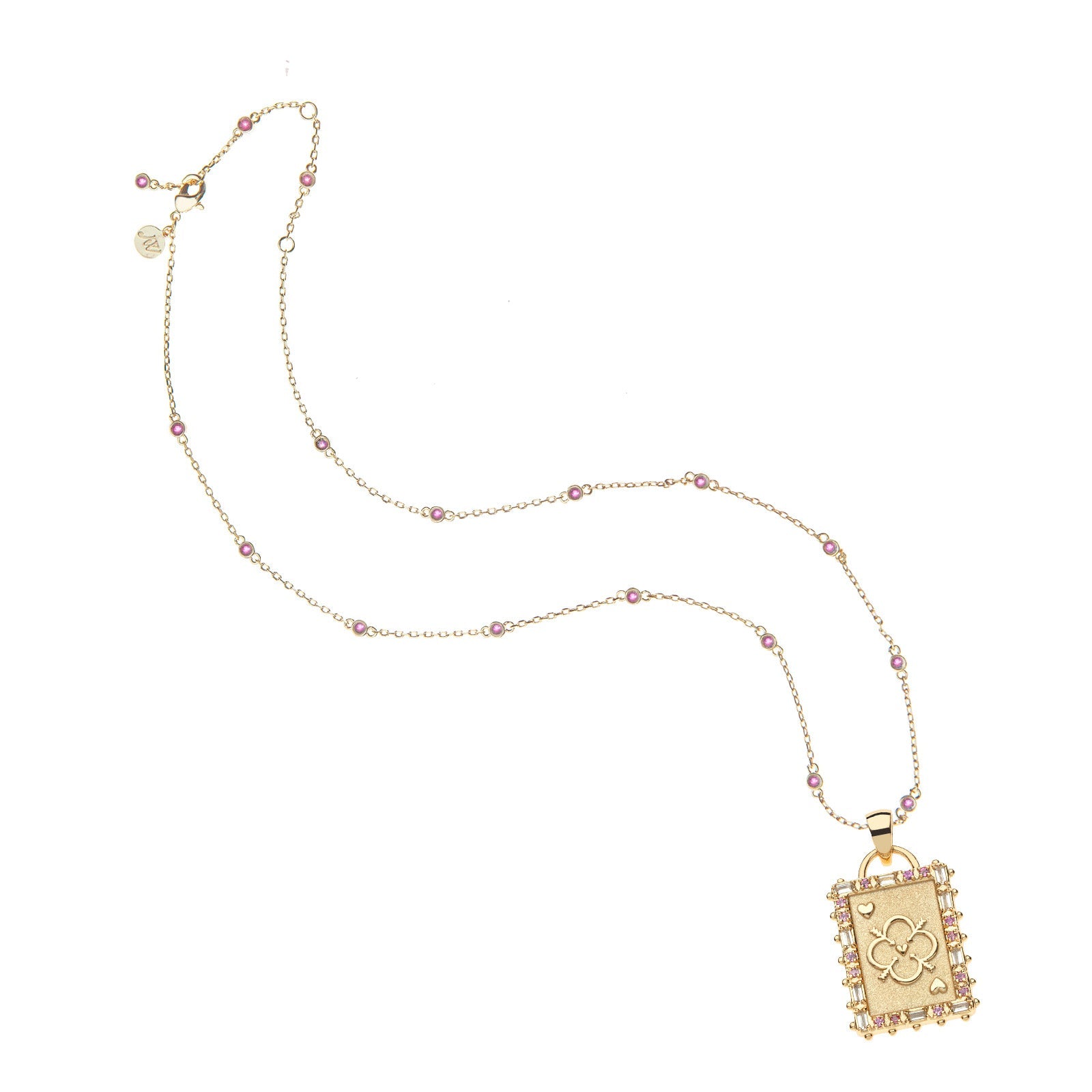 Love Queen of Hearts Card Pendant 16-18" Written in the Stars Chain (White)