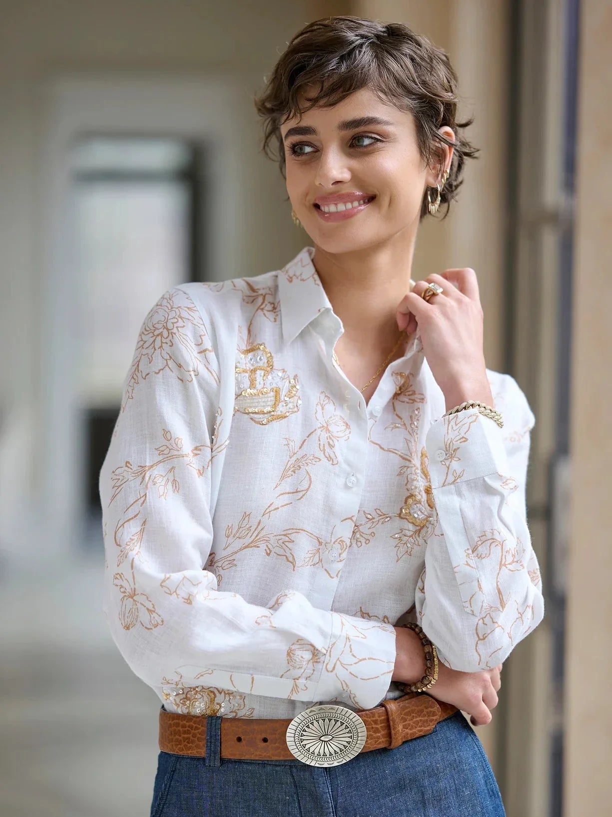 1 1/2" Tucson Bison Belt with Silver Buckle Cognac