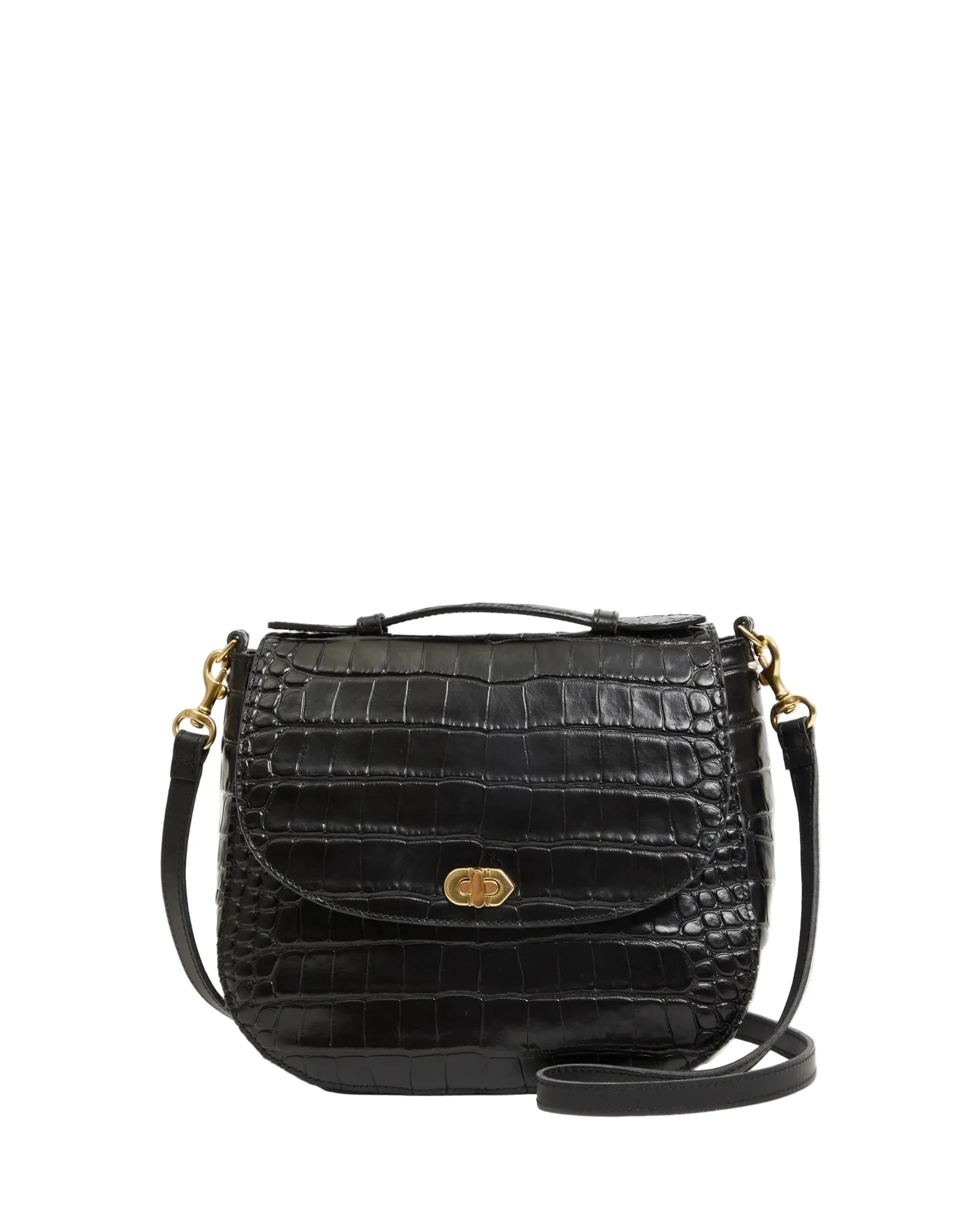 Turnlock Louis With Top Handle Black Croco