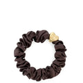 Gold Heart Silk Scrunchie Mocha