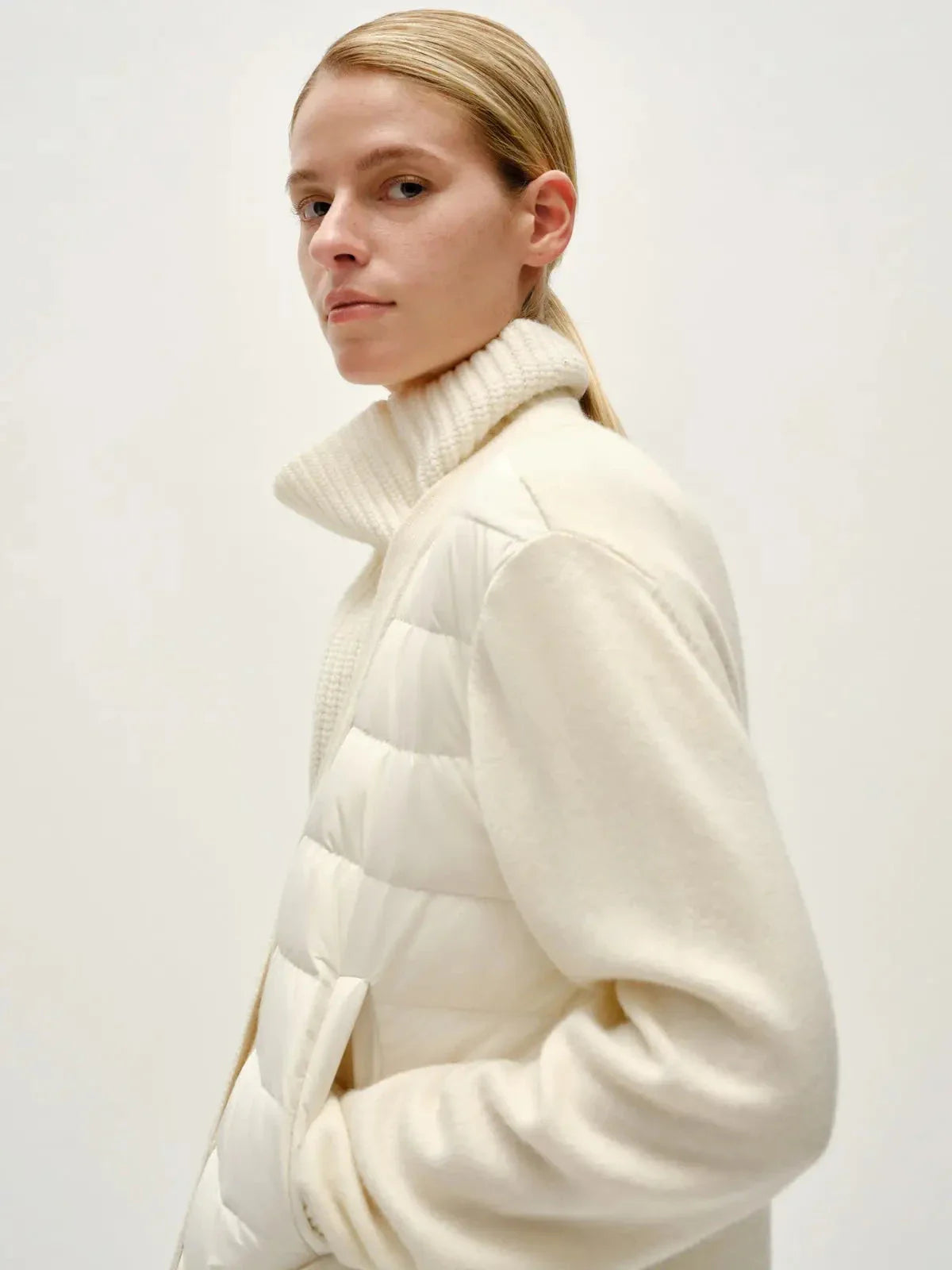 Patchwork Down Knit Cardigan