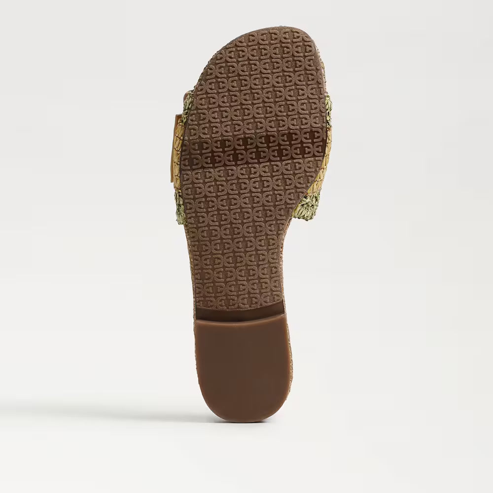 Bambi Slide Sandal Sage/Tan Raffia