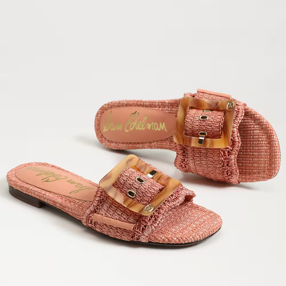 Bambi Slide Sandal Coral Raffia