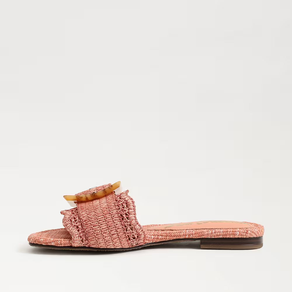 Bambi Slide Sandal Coral Raffia